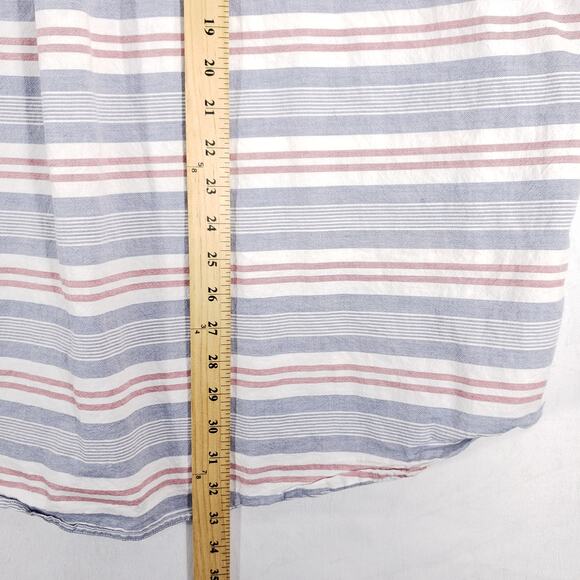 Chaps Shirt Mens 2XB Red White Blue Striped Short Sleeve Chambray Button Down - Picture 8 of 9
